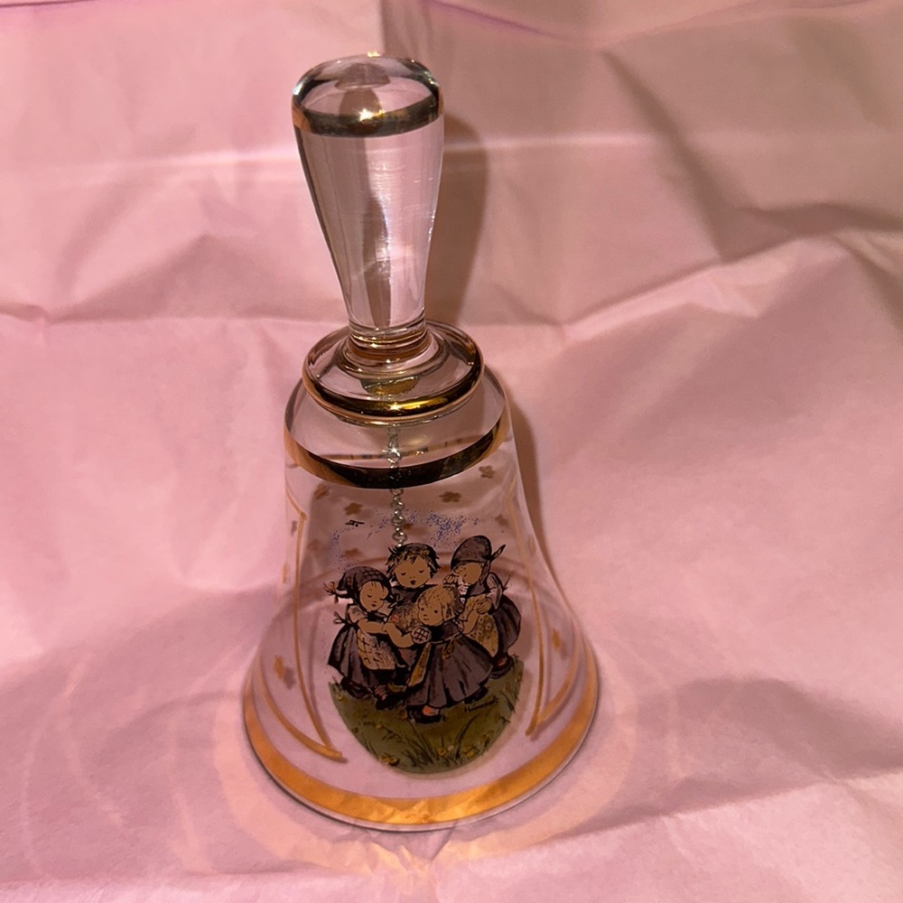 Hummel Crystal Glass Bell “Ring Around the Rosie” Gold Plated, Clean, Smoke Free